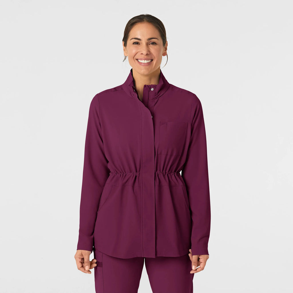 Wink Scrubs Women's Convertible Hood Fashion Jacket Wine | scrub-supply.com