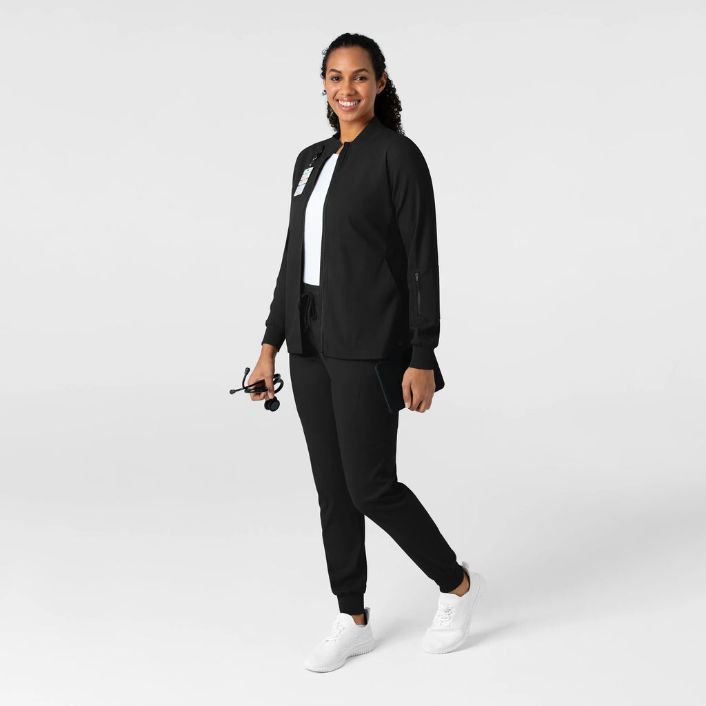 Wink Scrubs Women's Warm Up Jacket Black | scrub-supply.com