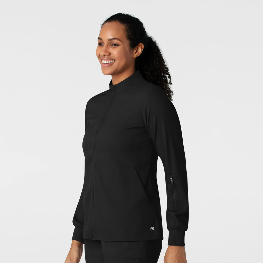 Wink Scrubs Women's Warm Up Jacket Black | scrub-supply.com