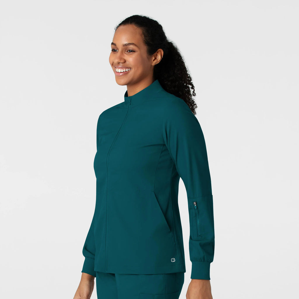 Wink Scrubs Women's Warm Up Jacket Caribbean Blue | scrub-supply.com