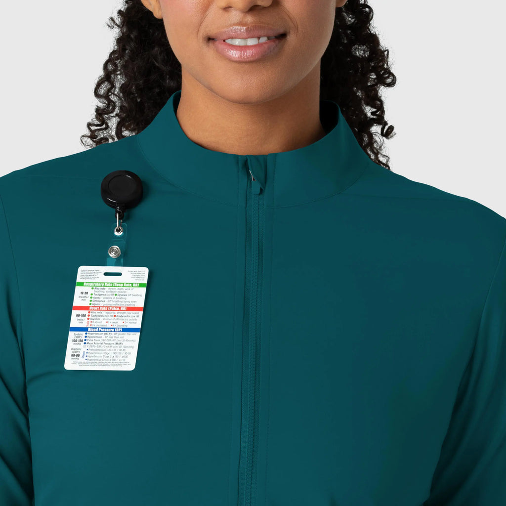 Wink Scrubs Women's Warm Up Jacket Caribbean Blue | scrub-supply.com