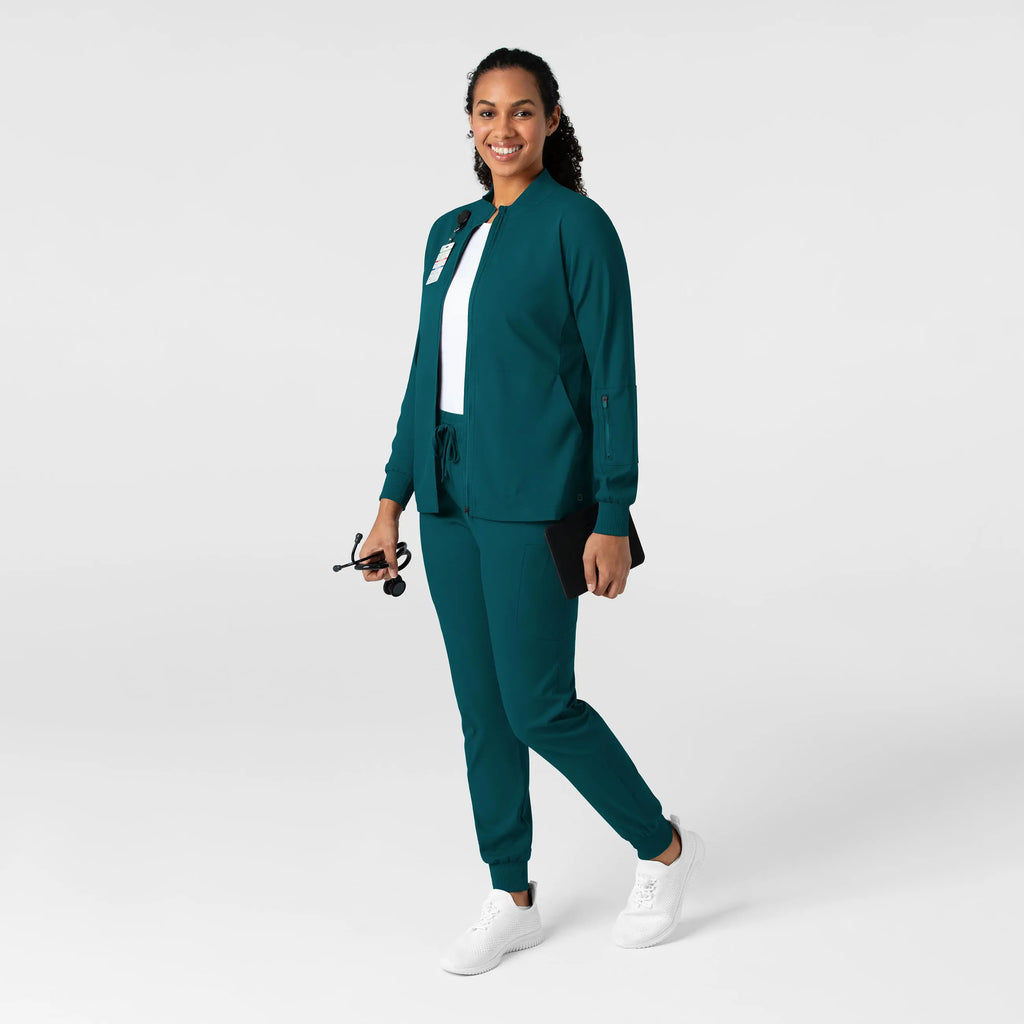 Wink Scrubs Women's Warm Up Jacket Caribbean Blue | scrub-supply.com