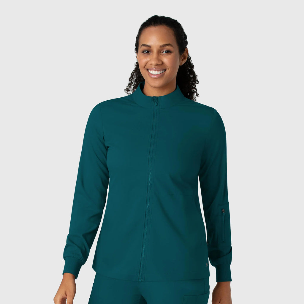 Wink Scrubs Women's Warm Up Jacket Caribbean Blue | scrub-supply.com