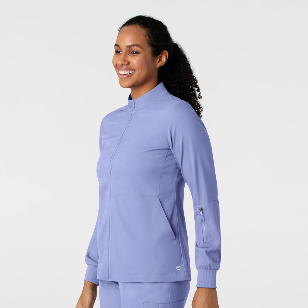 Wink Scrubs Women's Warm Up Jacket Ceil Blue | scrub-supply.com