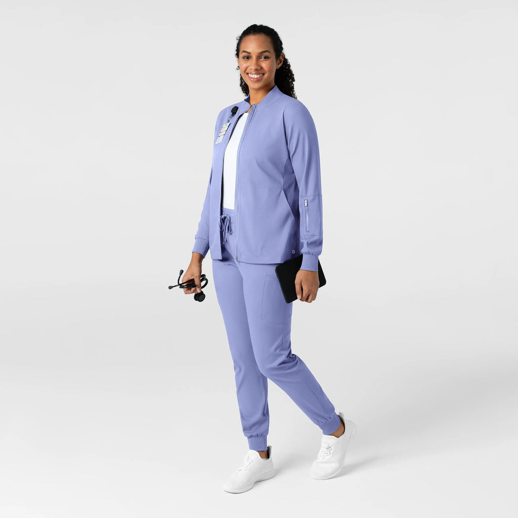 Wink Scrubs Women's Warm Up Jacket Ceil Blue | scrub-supply.com