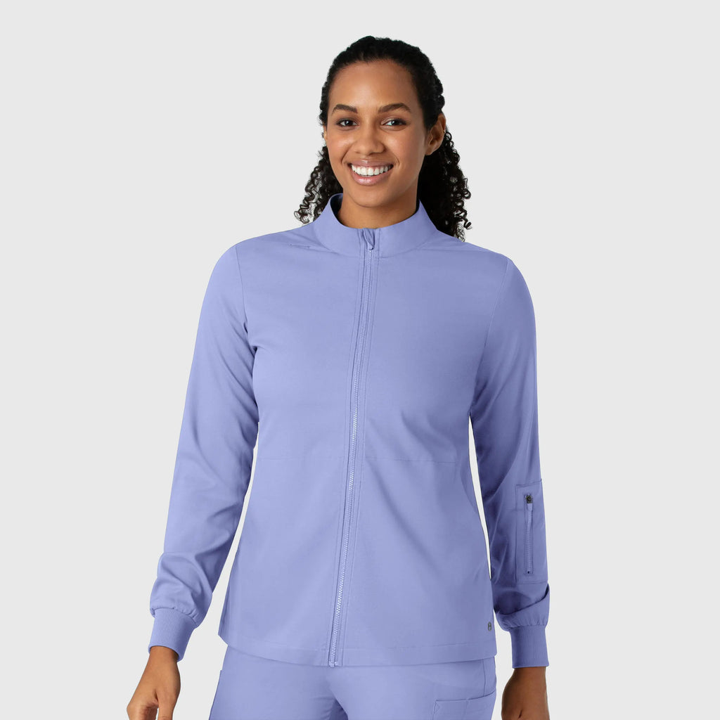 Wink Scrubs Women's Warm Up Jacket Ceil Blue | scrub-supply.com