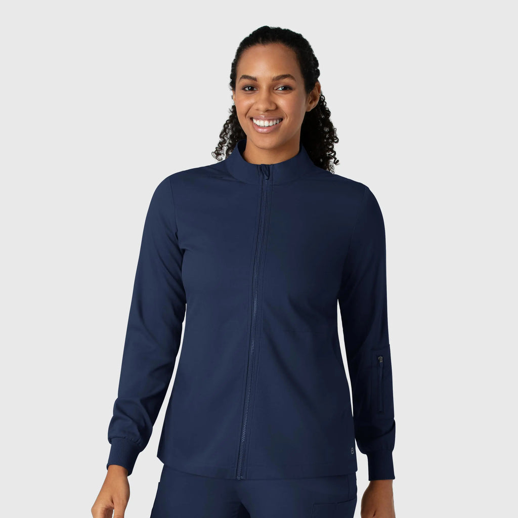 Wink Scrubs Women's Warm Up Jacket Navy | scrub-supply.com