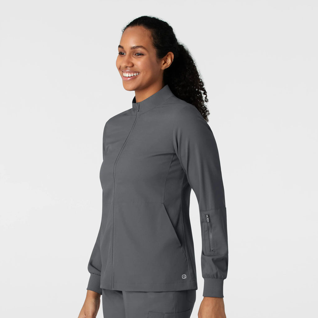 Wink Scrubs Women's Warm Up Jacket Pewter | scrub-supply.com