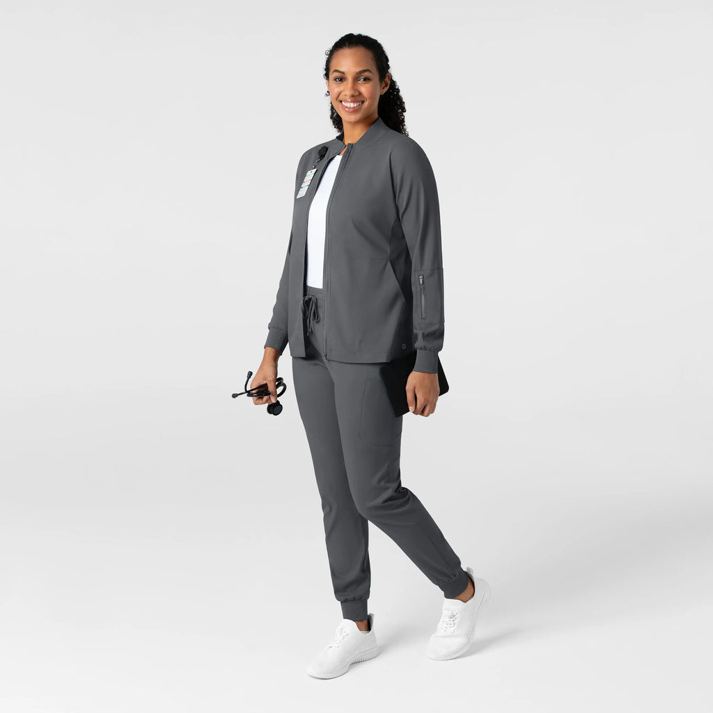 Wink Scrubs Women's Warm Up Jacket Pewter | scrub-supply.com