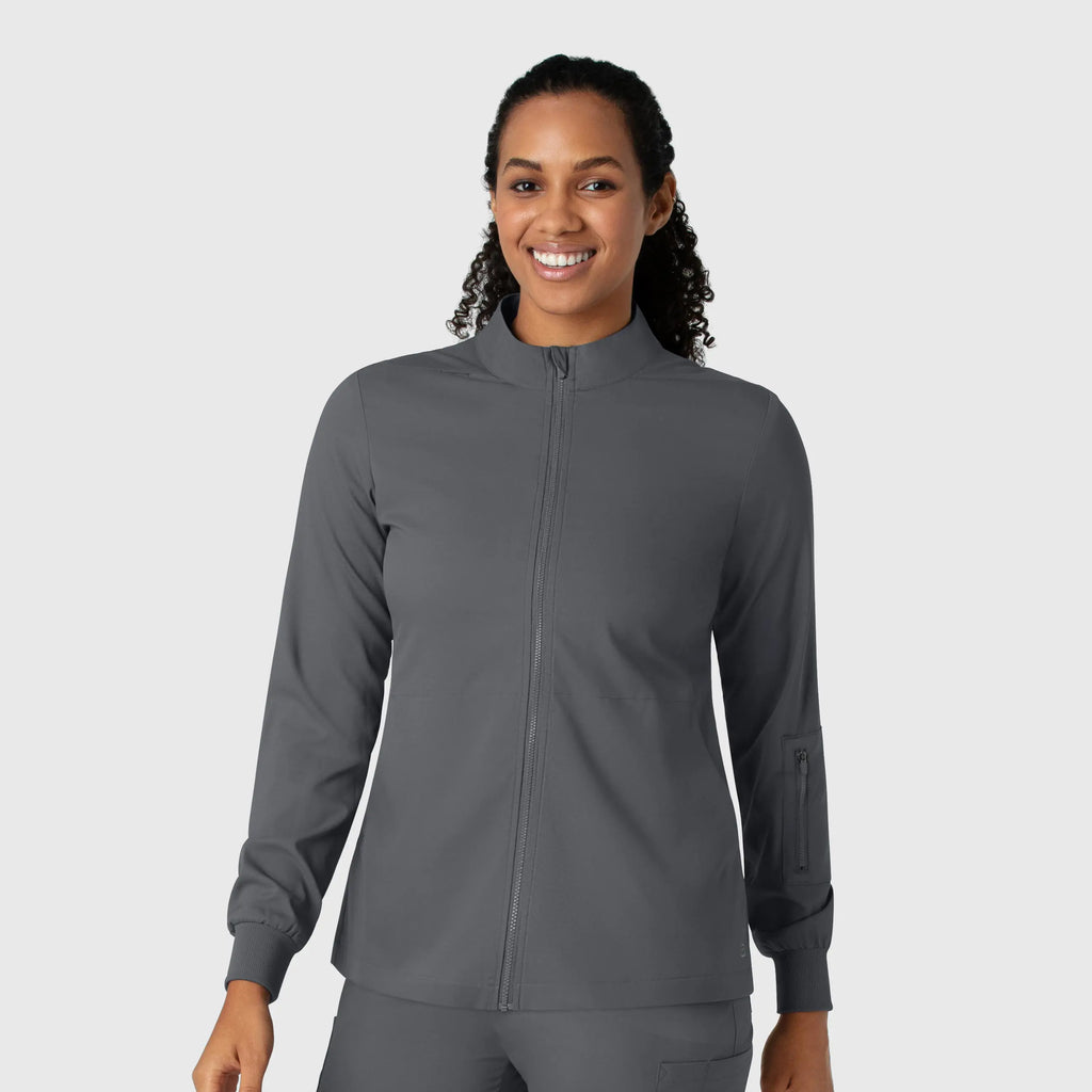 Wink Scrubs Women's Warm Up Jacket Pewter | scrub-supply.com