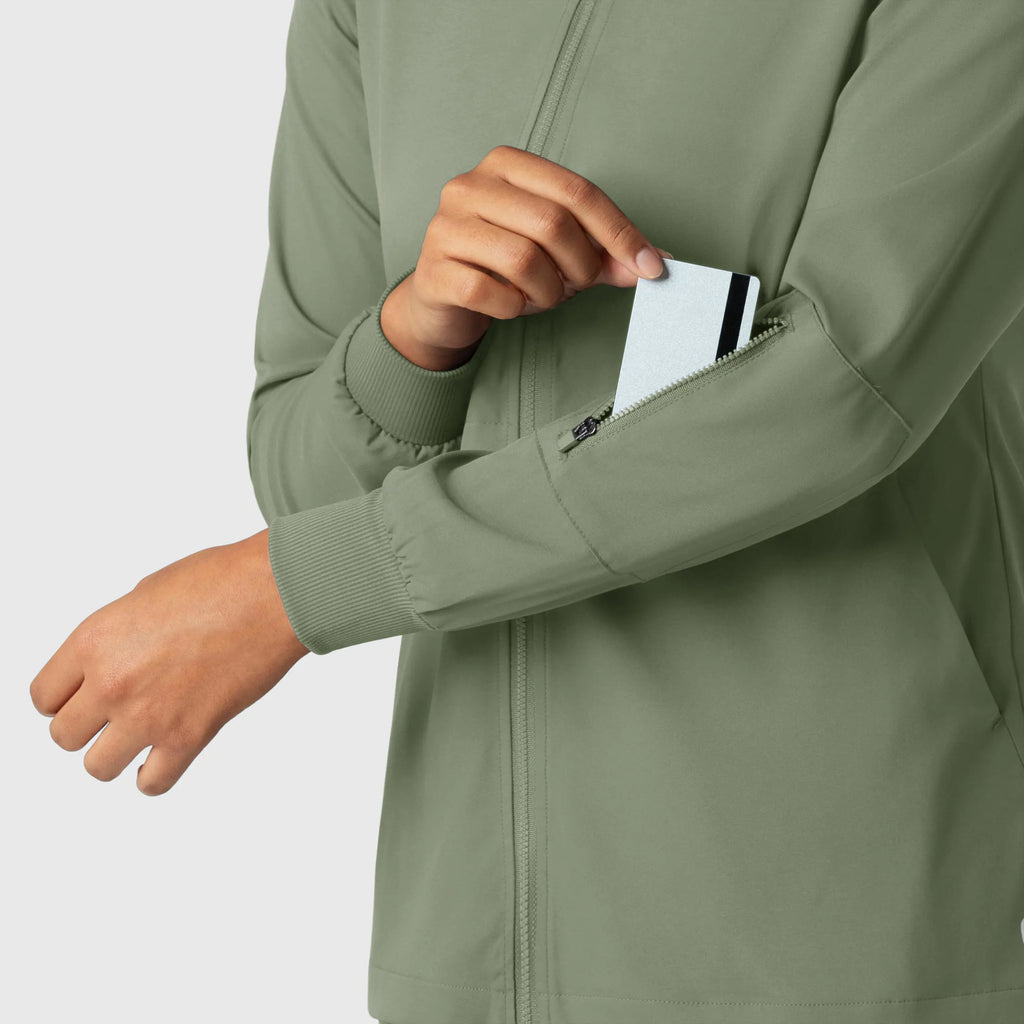 Wink Scrubs Women's Warm Up Jacket Sage | scrub-supply.com