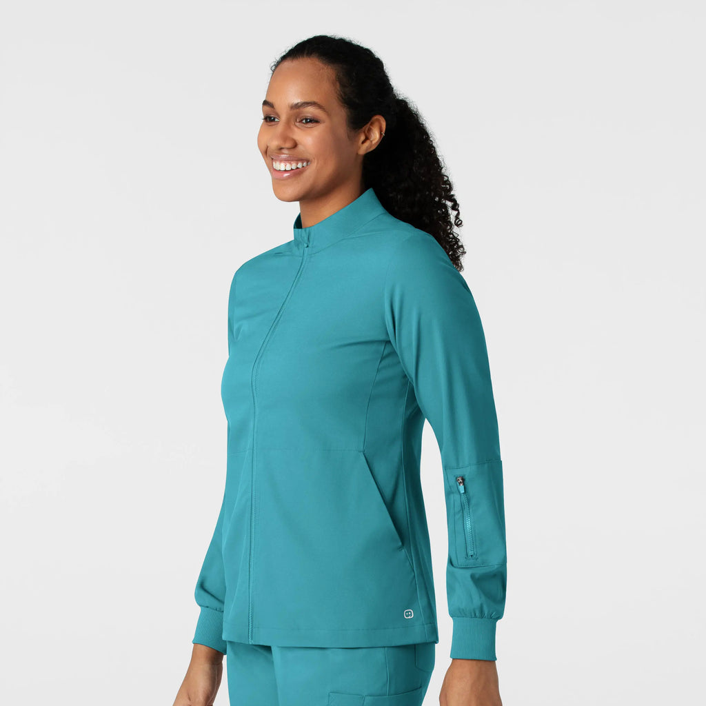 Wink Scrubs Women's Warm Up Jacket Teal | scrub-supply.com