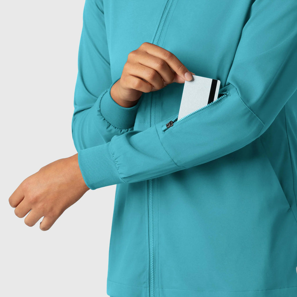 Wink Scrubs Women's Warm Up Jacket Teal | scrub-supply.com