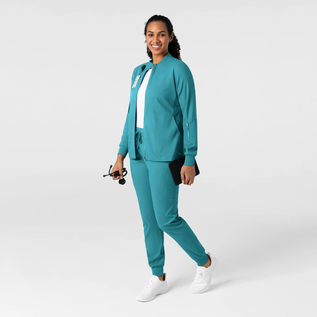 Wink Scrubs Women's Warm Up Jacket Teal | scrub-supply.com