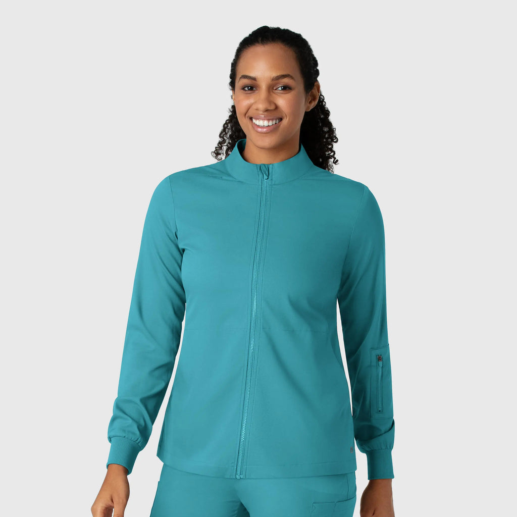 Wink Scrubs Women's Warm Up Jacket Teal | scrub-supply.com