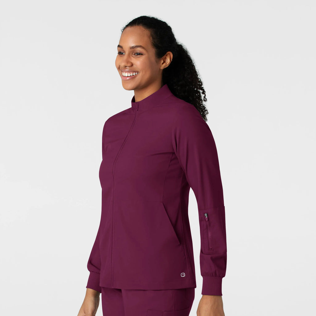 Wink Scrubs Women's Warm Up Jacket Wine | scrub-supply.com