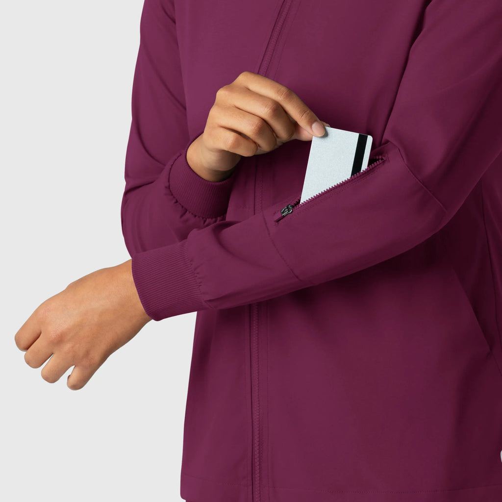 Wink Scrubs Women's Warm Up Jacket Wine | scrub-supply.com