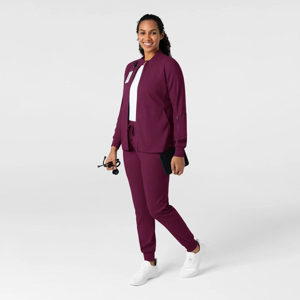 Wink Scrubs Women's Warm Up Jacket Wine | scrub-supply.com