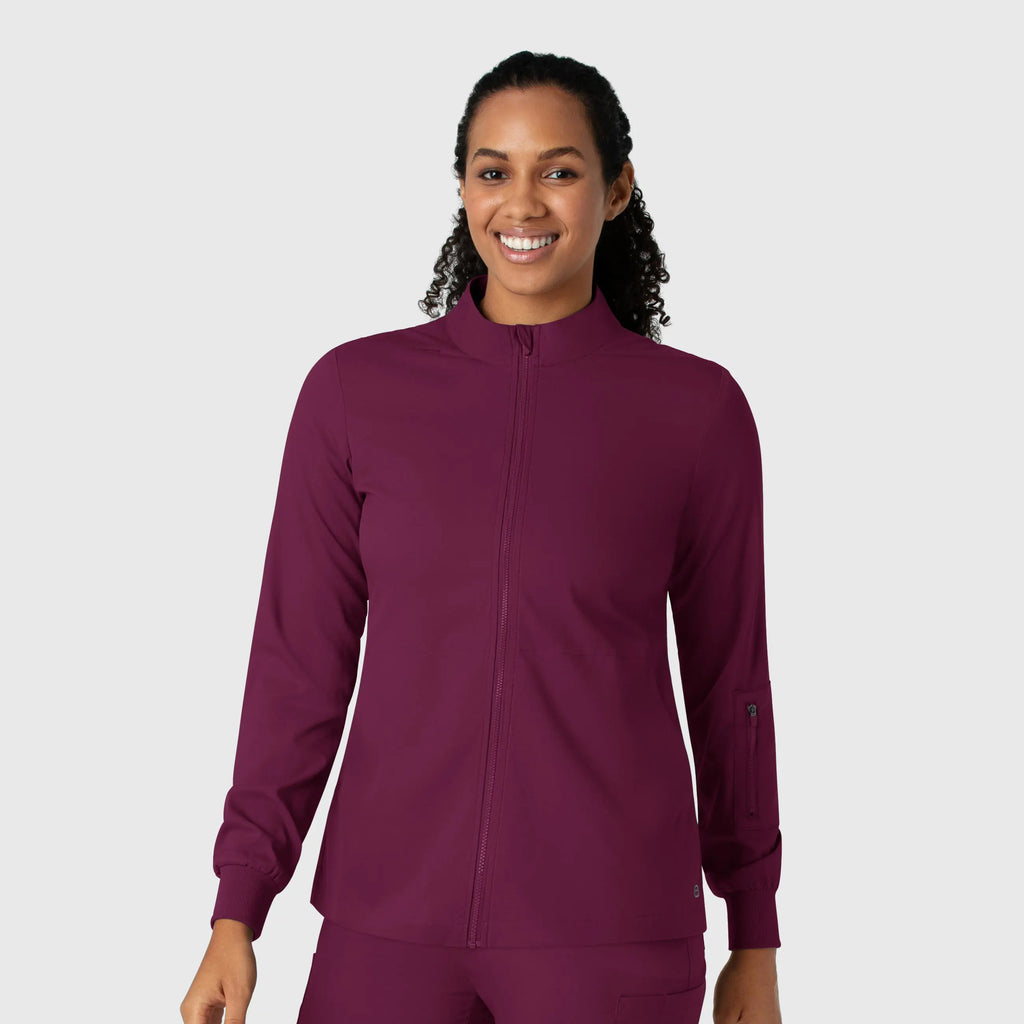 Wink Scrubs Women's Warm Up Jacket Wine | scrub-supply.com