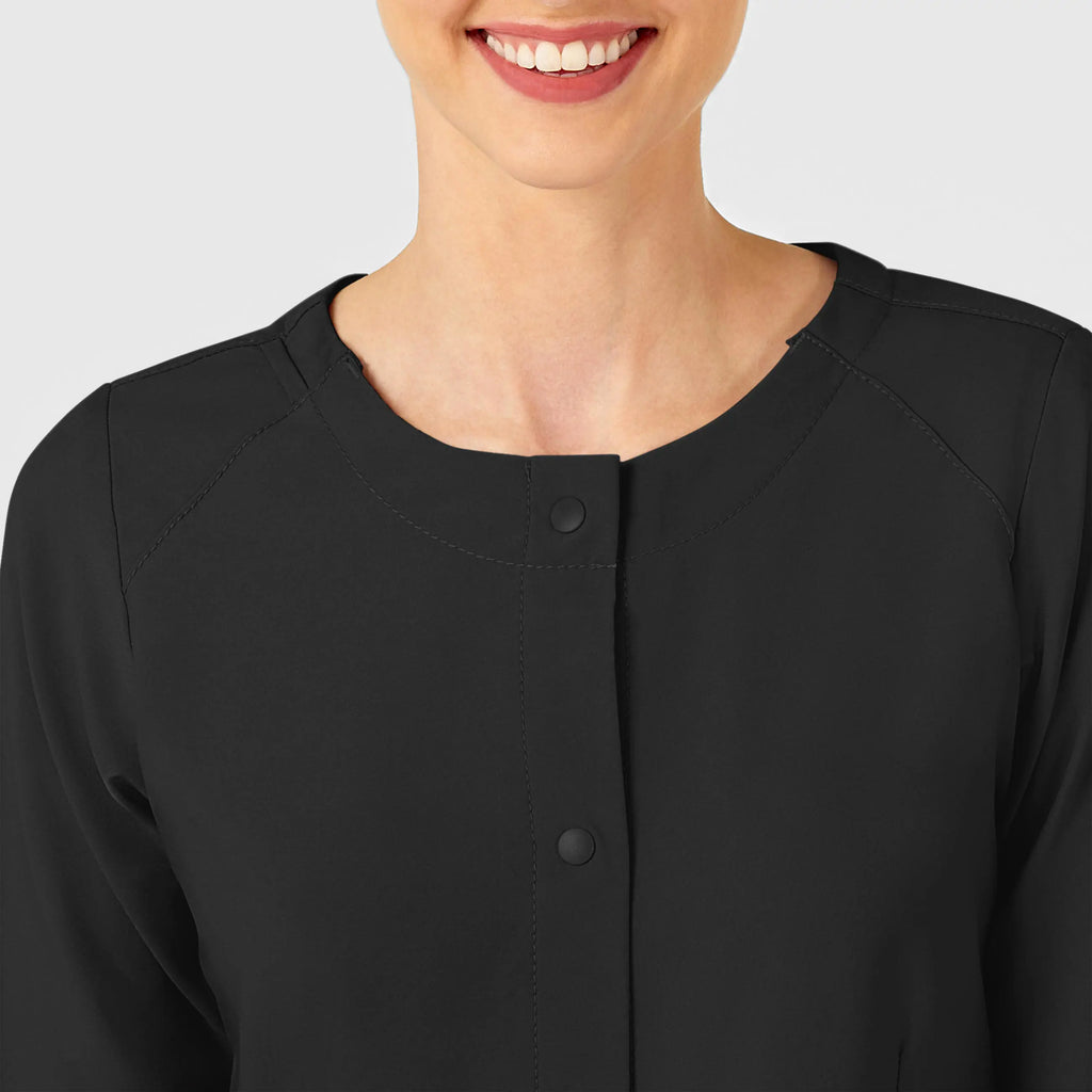 Wink Scrubs Women's Crew Neck Warm Up Jacket Black | scrub-supply.com