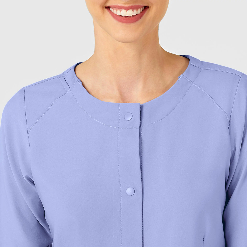 Wink Scrubs Women's Crew Neck Warm Up Jacket Ceil Blue | scrub-supply.com