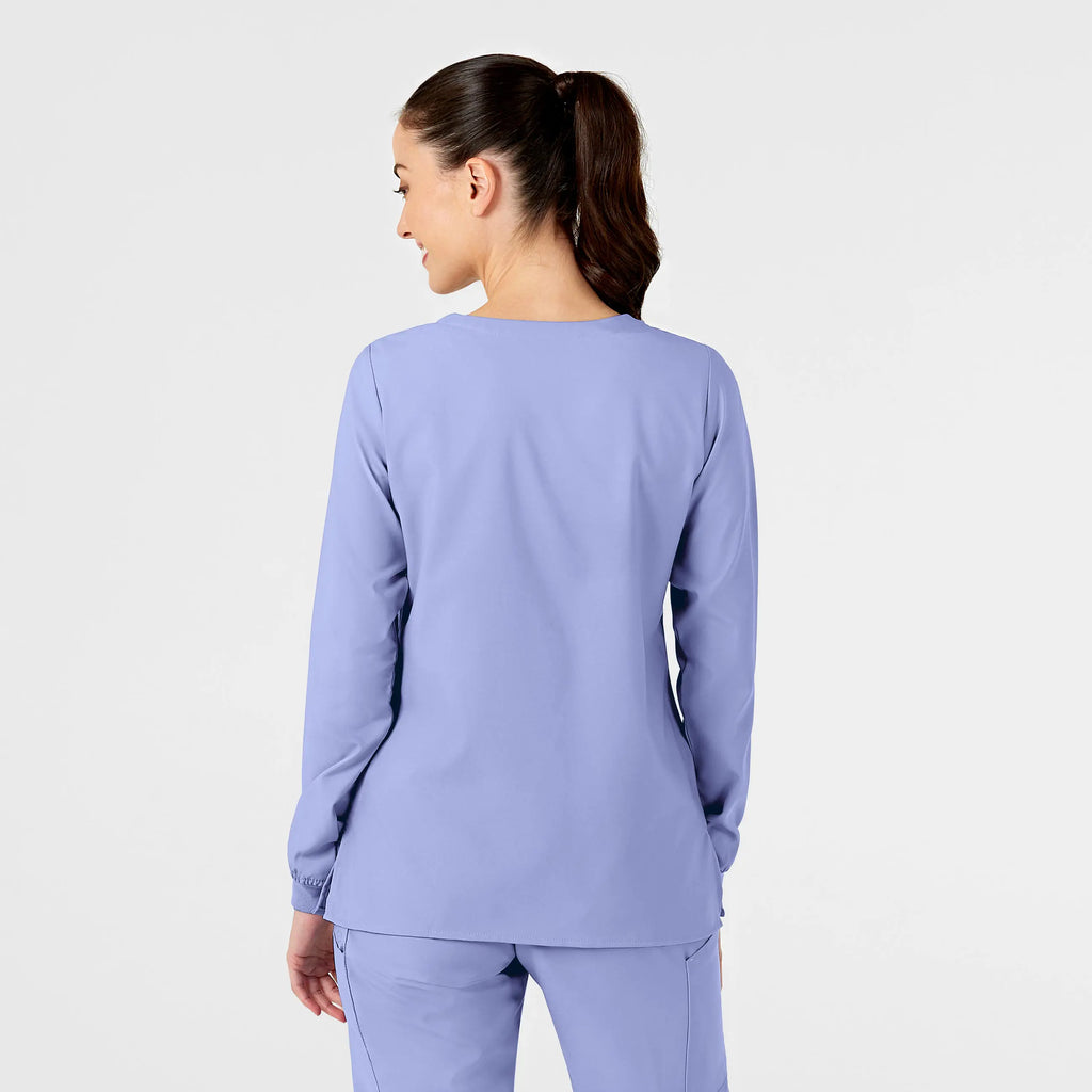 Wink Scrubs Women's Crew Neck Warm Up Jacket Ceil Blue | scrub-supply.com