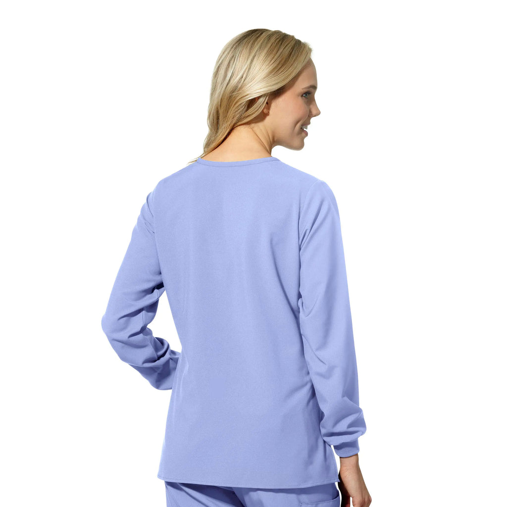 Wink Scrubs Women's Crew Neck Warm Up Jacket Ceil Blue | scrub-supply.com