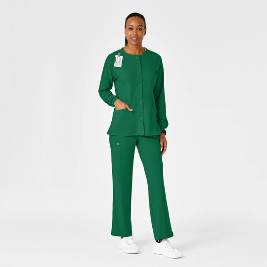 Wink Scrubs Women's Crew Neck Warm Up Jacket Hunter | scrub-supply.com
