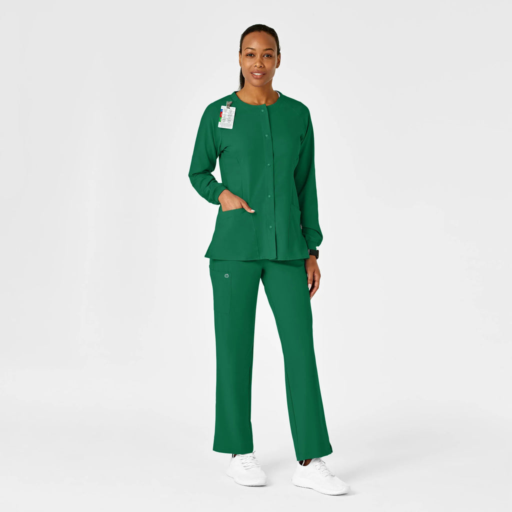 Wink Scrubs Women's Crew Neck Warm Up Jacket Hunter | scrub-supply.com