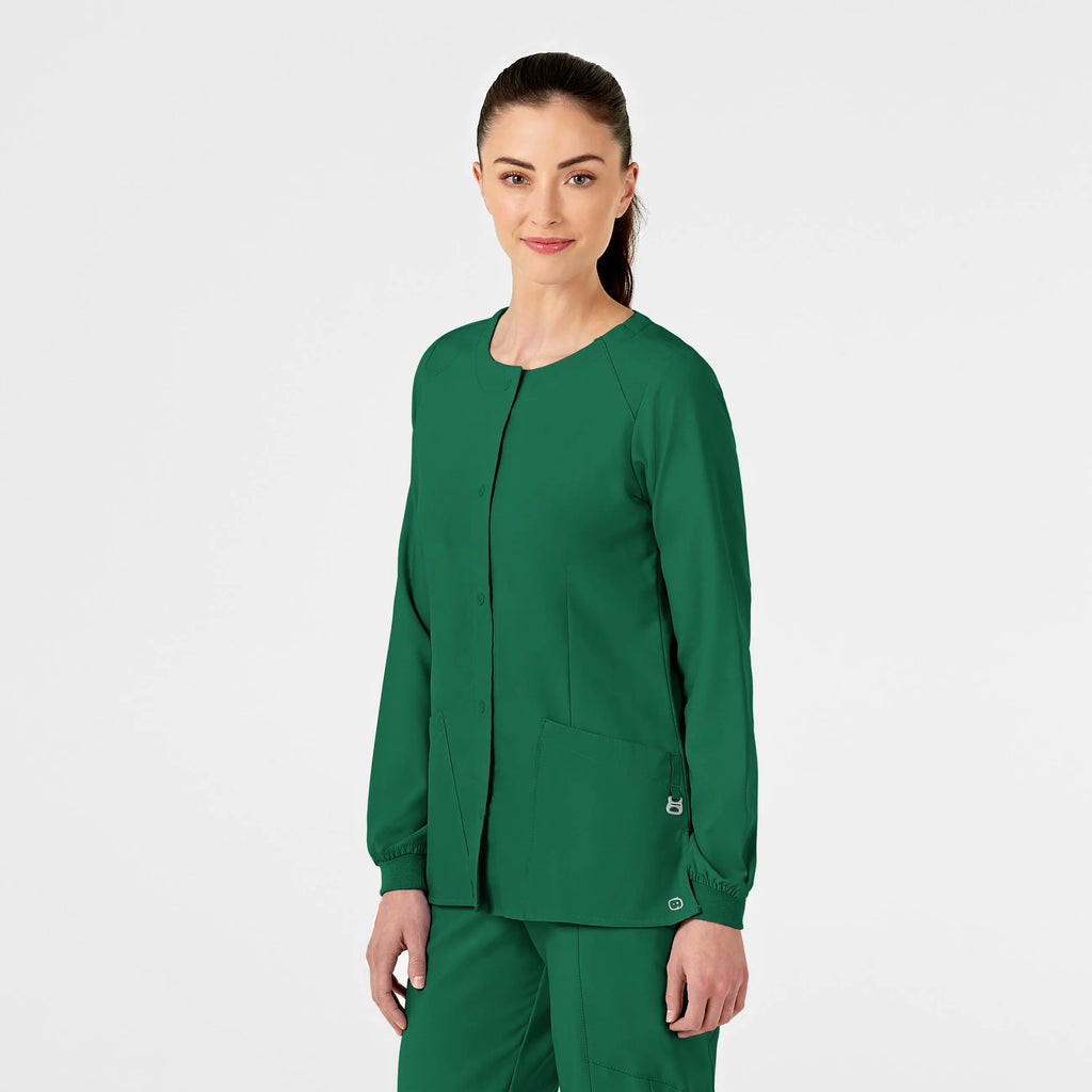 Wink Scrubs Women's Crew Neck Warm Up Jacket Hunter | scrub-supply.com