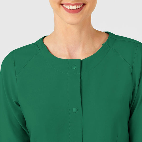 Wink Scrubs Women's Crew Neck Warm Up Jacket Hunter | scrub-supply.com
