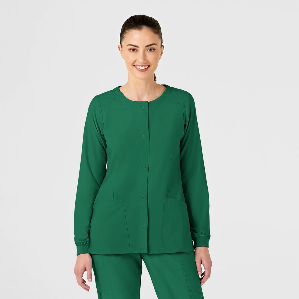 Wink Scrubs Women's Crew Neck Warm Up Jacket Hunter | scrub-supply.com