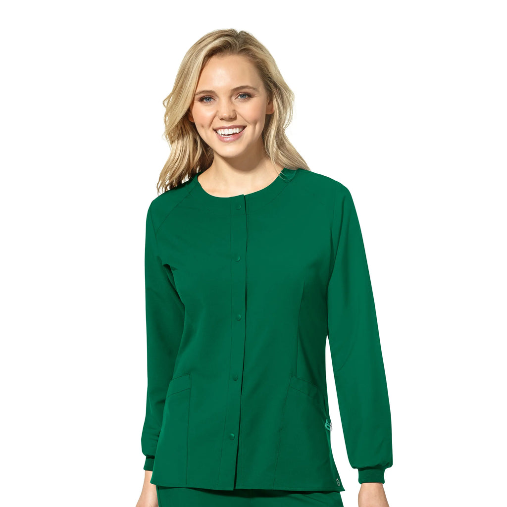 Wink Scrubs Women's Crew Neck Warm Up Jacket Hunter | scrub-supply.com