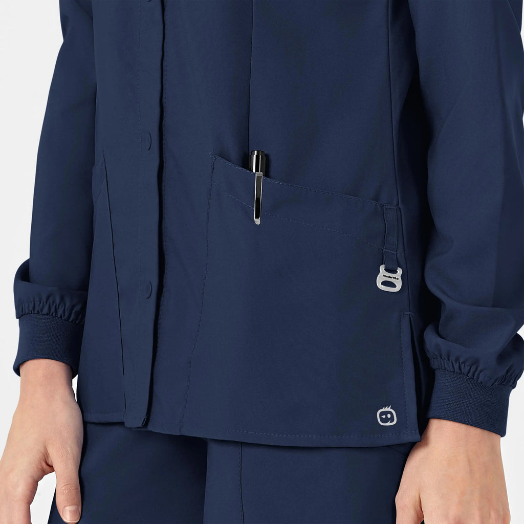 Wink Scrubs Women's Crew Neck Warm Up Jacket Navy | scrub-supply.com