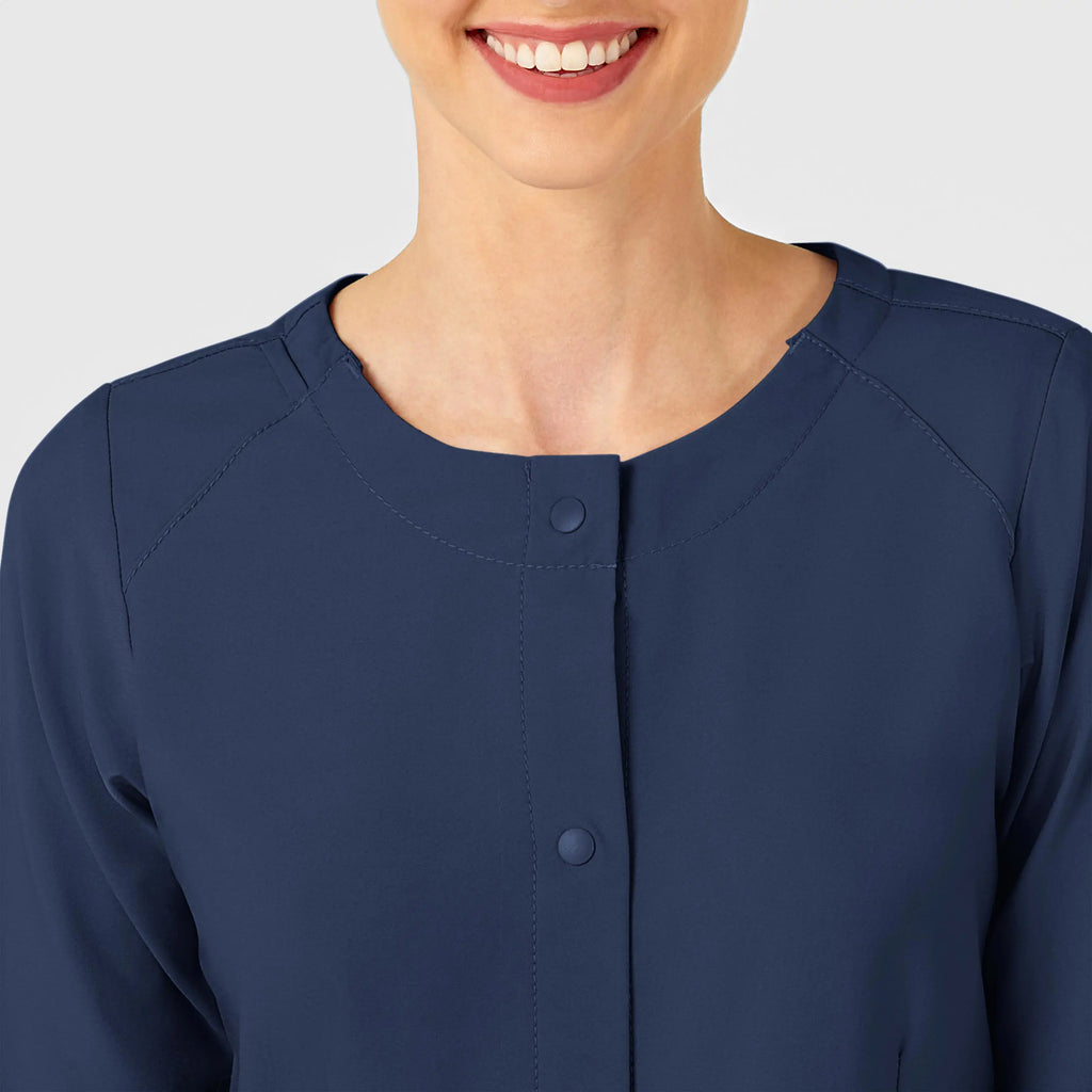 Wink Scrubs Women's Crew Neck Warm Up Jacket Navy | scrub-supply.com