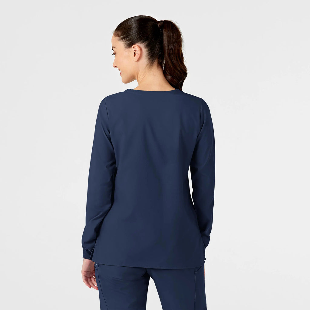 Wink Scrubs Women's Crew Neck Warm Up Jacket Navy | scrub-supply.com