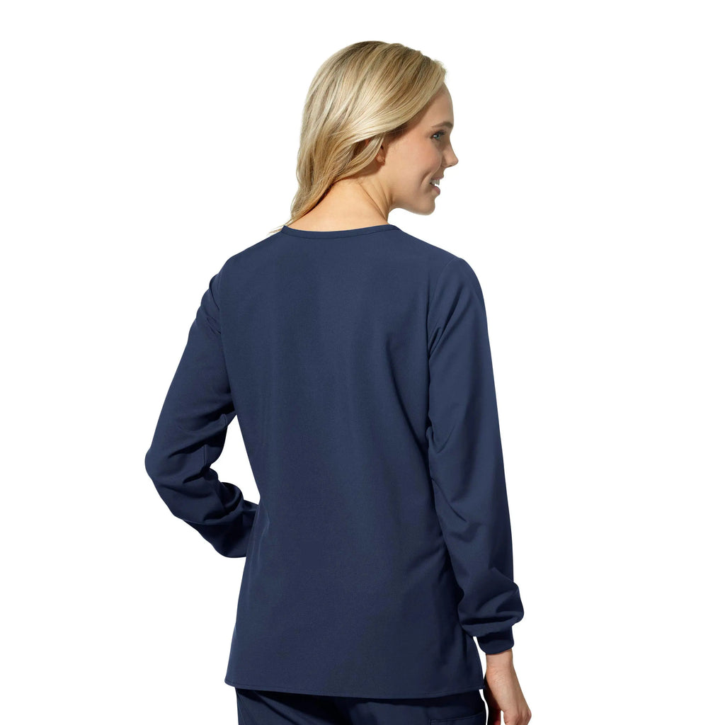 Wink Scrubs Women's Crew Neck Warm Up Jacket Navy | scrub-supply.com