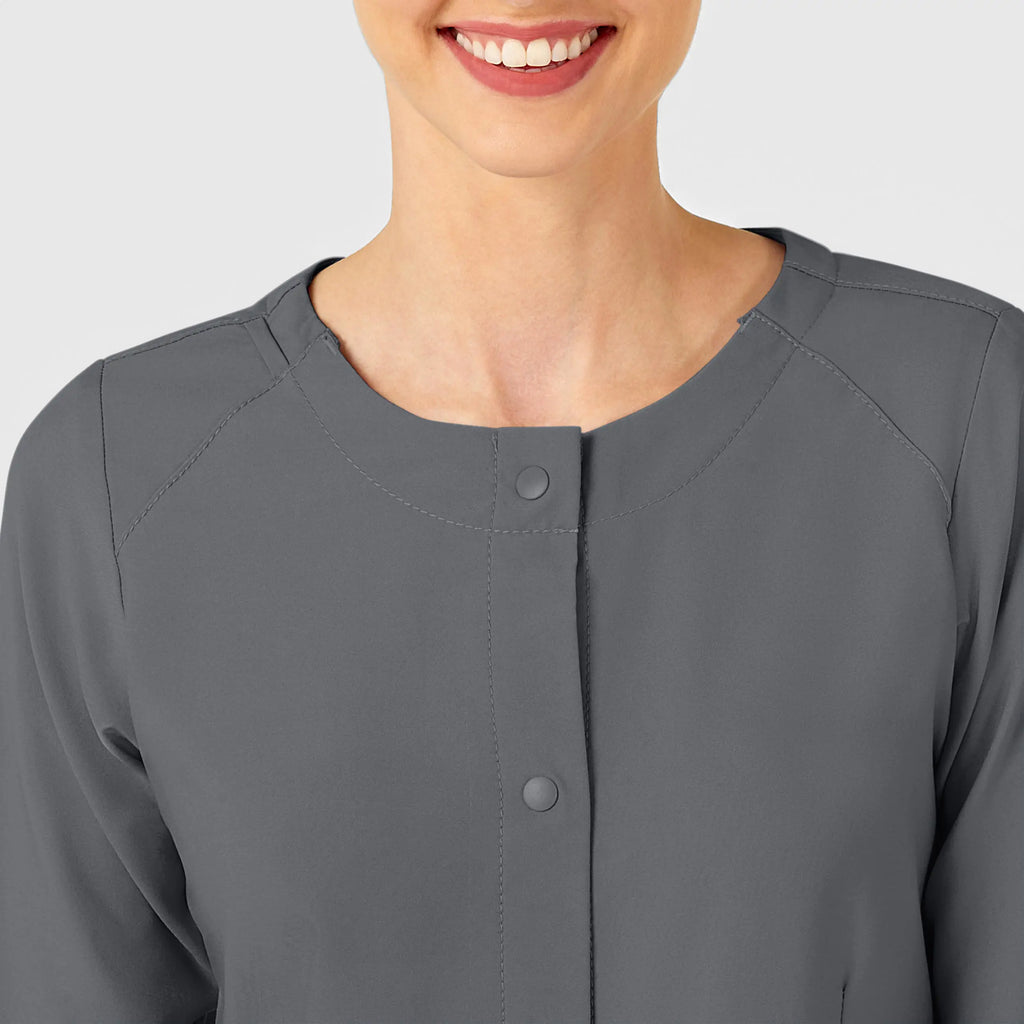 Wink Scrubs Women's Crew Neck Warm Up Jacket Pewter | scrub-supply.com