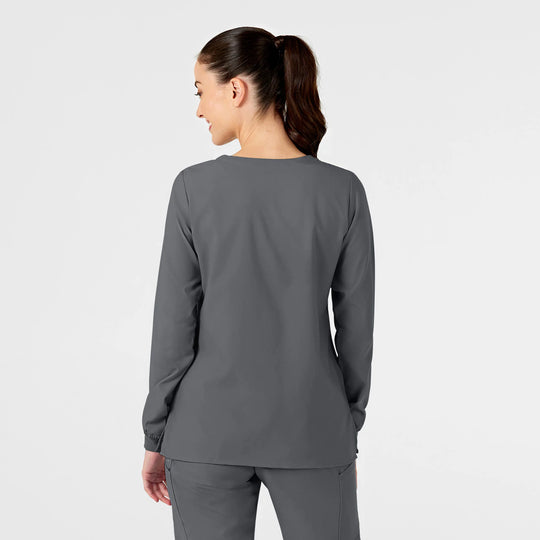 Wink Scrubs Women's Crew Neck Warm Up Jacket Pewter | scrub-supply.com