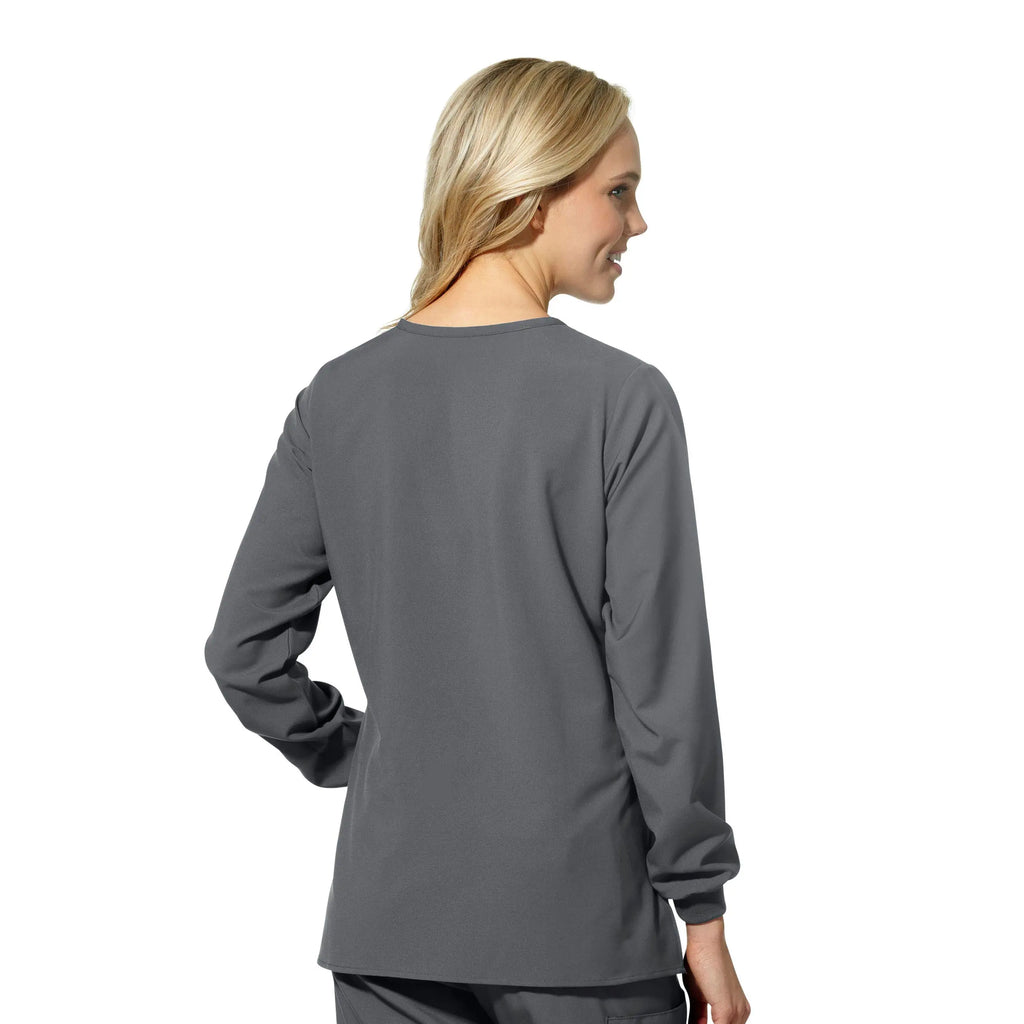 Wink Scrubs Women's Crew Neck Warm Up Jacket Pewter | scrub-supply.com