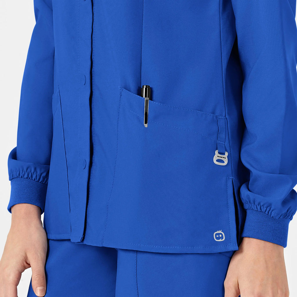 Wink Scrubs Women's Crew Neck Warm Up Jacket Royal Blue | scrub-supply.com