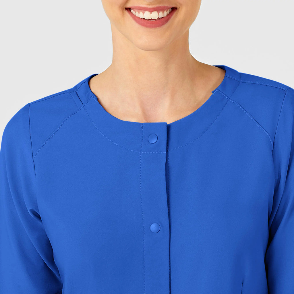 Wink Scrubs Women's Crew Neck Warm Up Jacket Royal Blue | scrub-supply.com