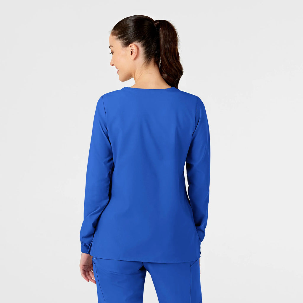 Wink Scrubs Women's Crew Neck Warm Up Jacket Royal Blue | scrub-supply.com