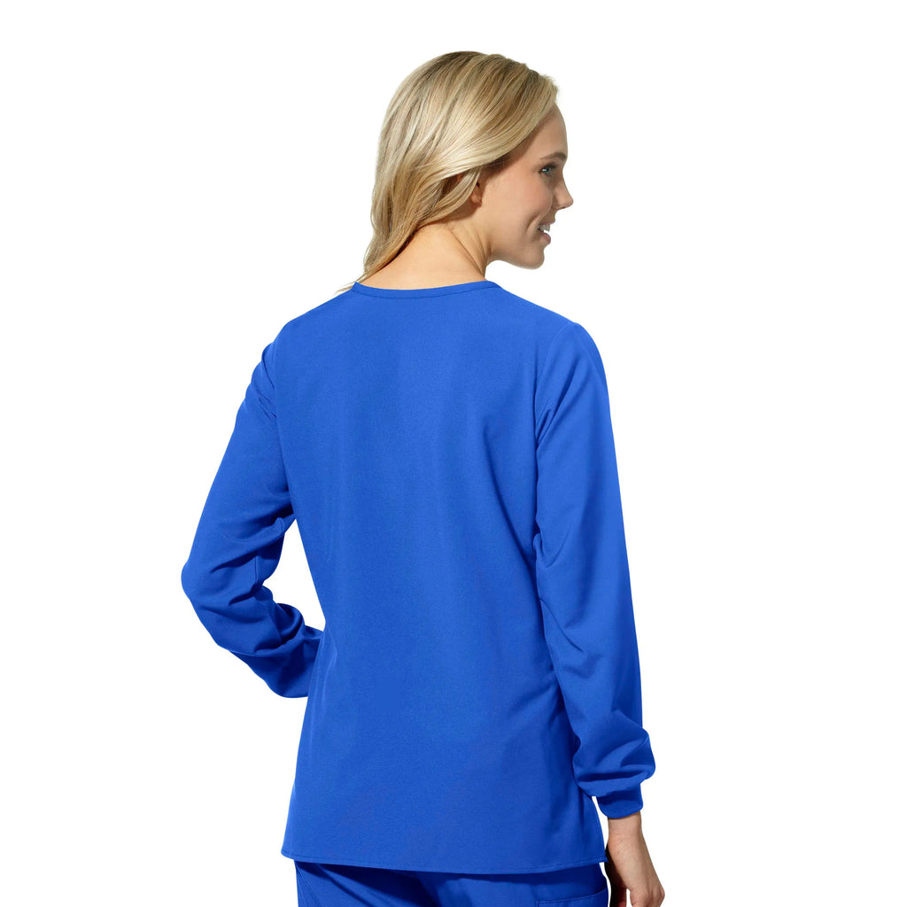 Wink Scrubs Women's Crew Neck Warm Up Jacket Royal Blue | scrub-supply.com