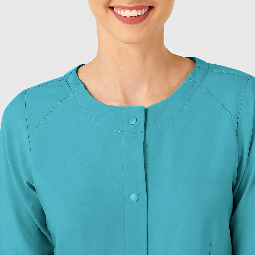 Wink Scrubs Women's Crew Neck Warm Up Jacket Teal | scrub-supply.com