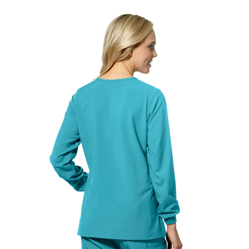 Wink Scrubs Women's Crew Neck Warm Up Jacket Teal | scrub-supply.com