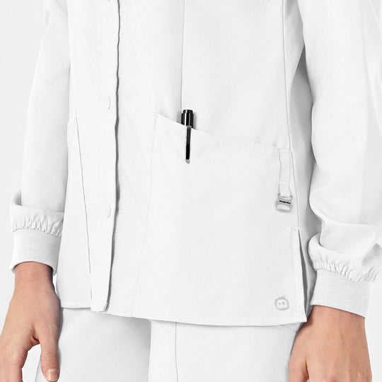 Wink Scrubs Women's Crew Neck Warm Up Jacket White | scrub-supply.com