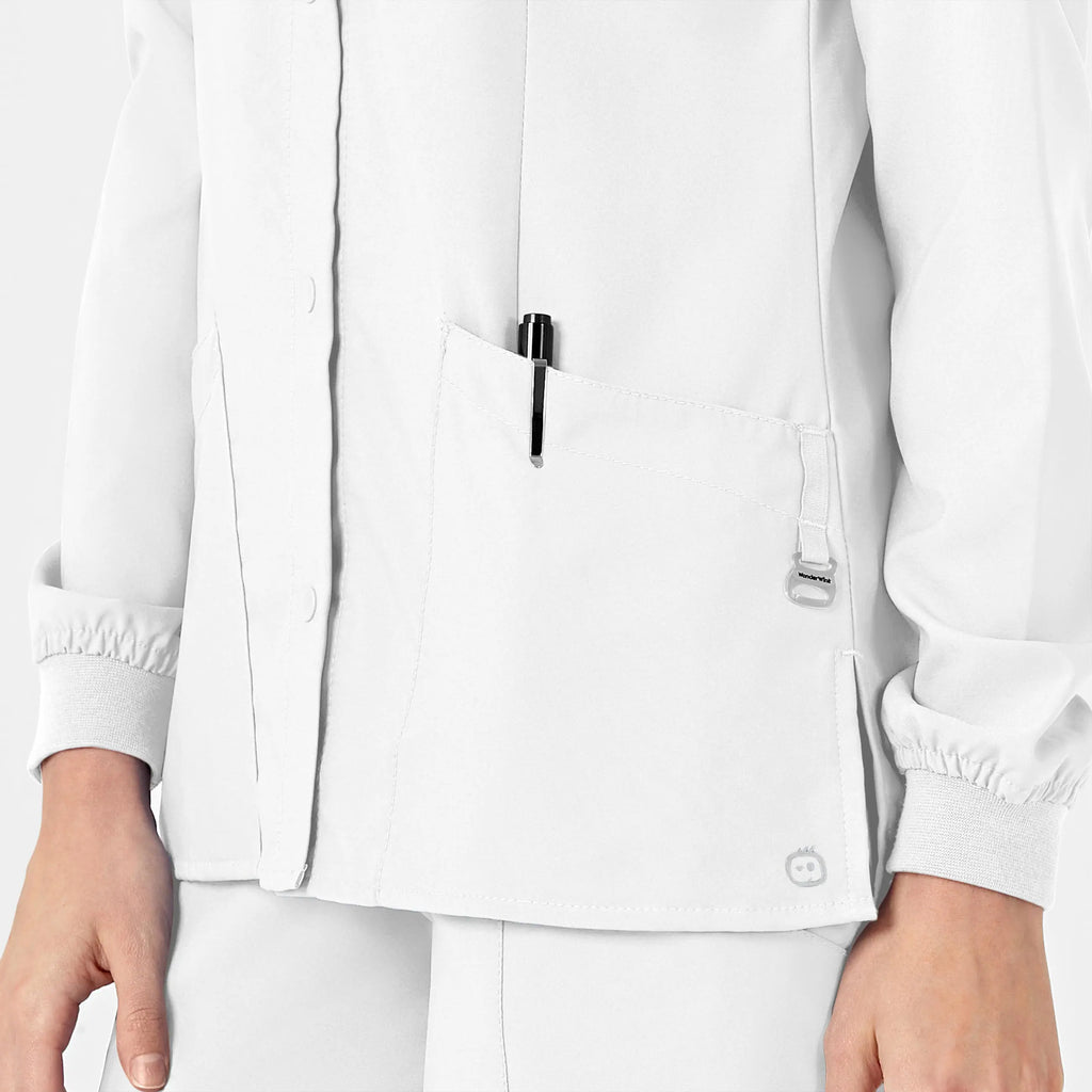 Wink Scrubs Women's Crew Neck Warm Up Jacket White | scrub-supply.com