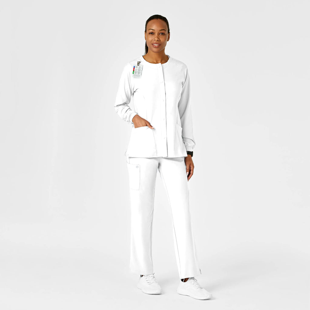 Wink Scrubs Women's Crew Neck Warm Up Jacket White | scrub-supply.com