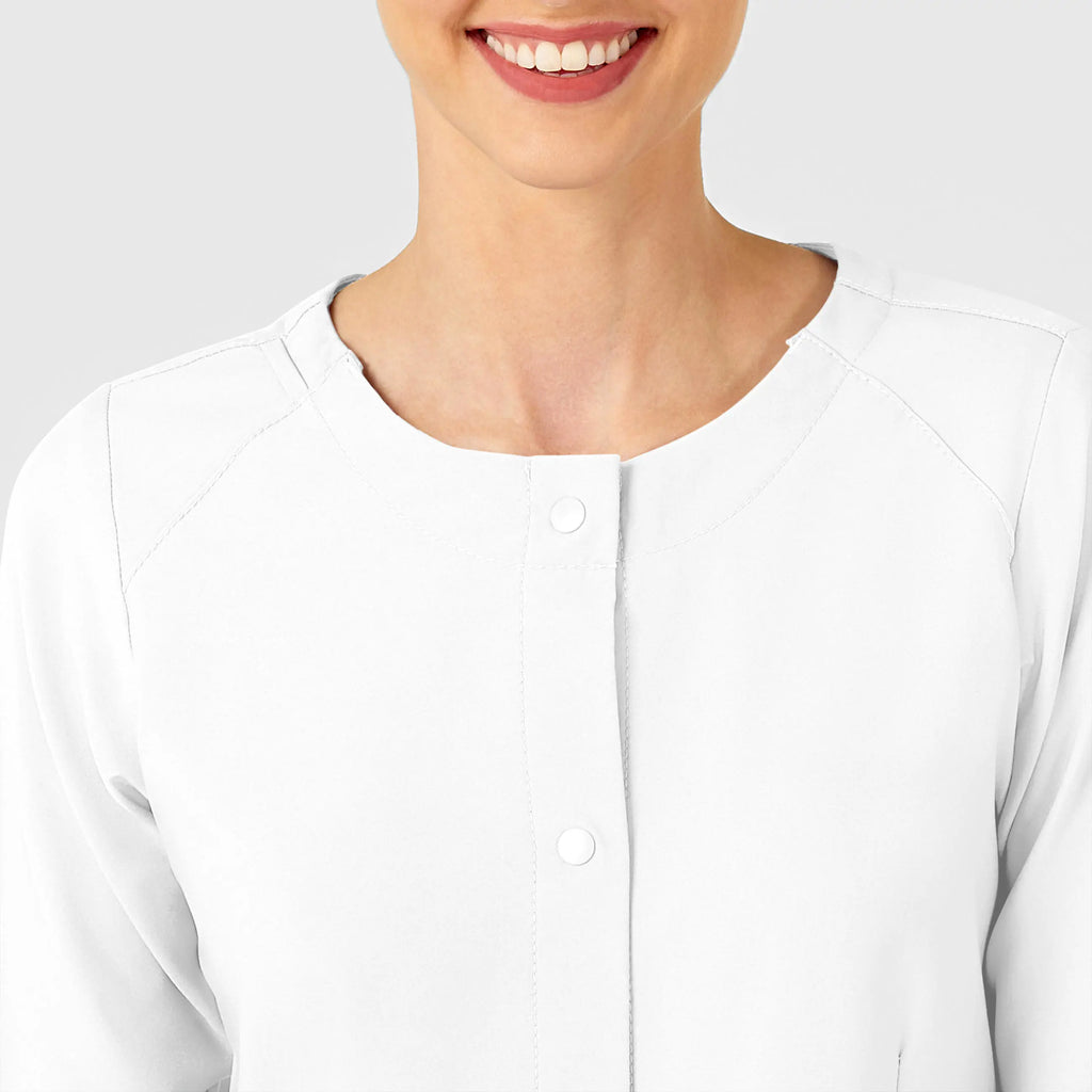 Wink Scrubs Women's Crew Neck Warm Up Jacket White | scrub-supply.com